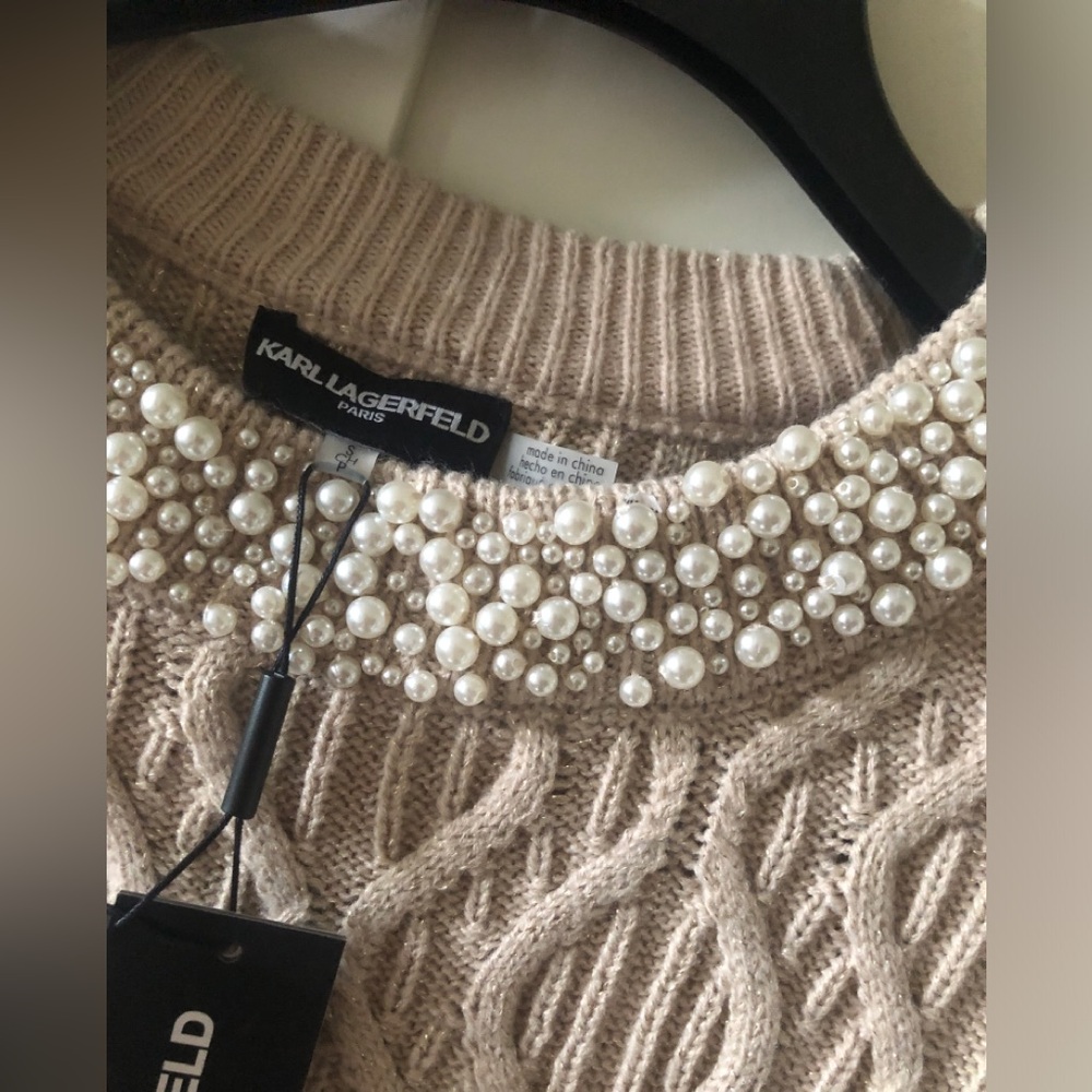 Karl Lagerfeld Sweater with Pearl Details sizes XS S M